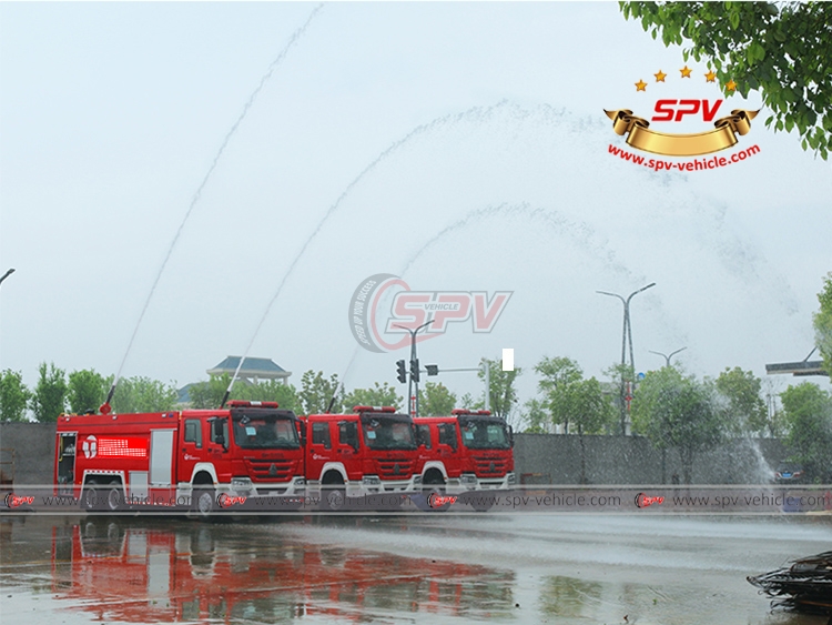 SPV-vehicle - 3 Units of Fire Tank Trucks Sinotruk - Spraying Testing